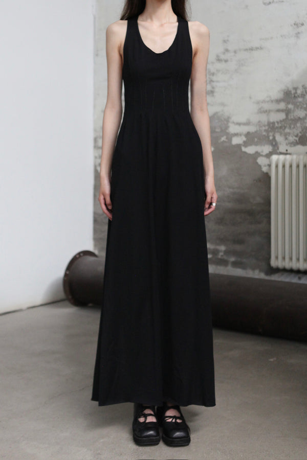 m.a+ 25 Spring/Summer Scar Pleated Long Dress MA-D120LL JCL10-HEI Black